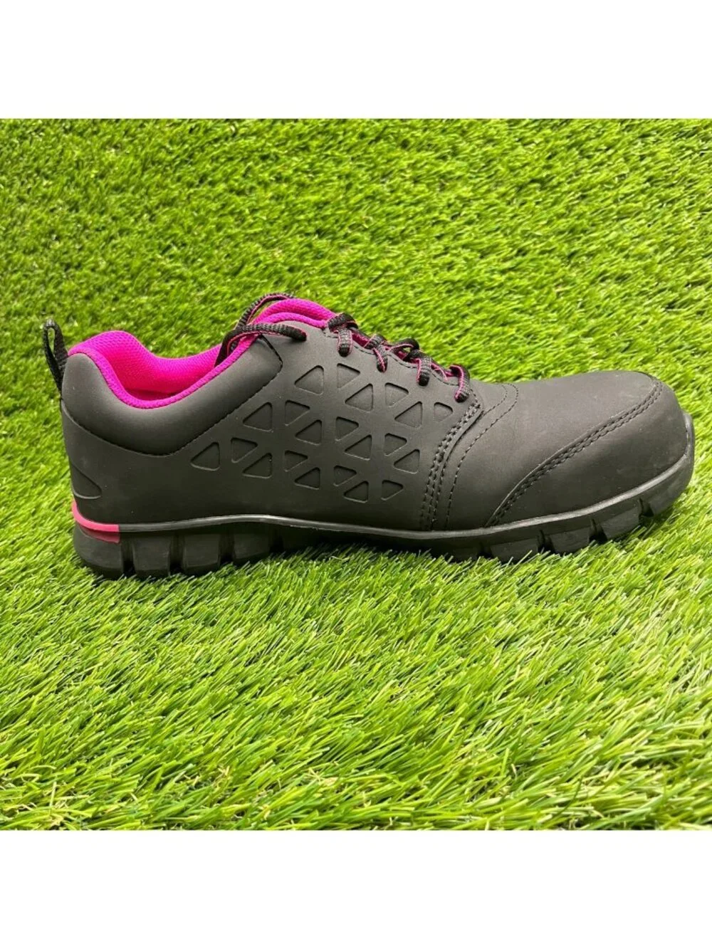 Reebok Sublite Cushion Womens Size 11W Black Pink Composite Toe Safety Work Shoe